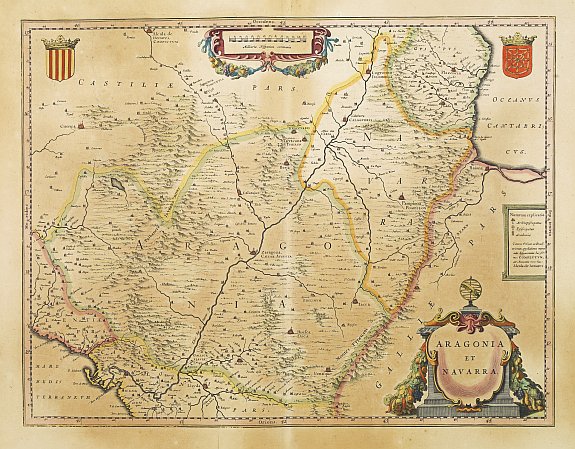 BLAEU, W., ARAGONIA ET NAVARRA., antique map, old maps