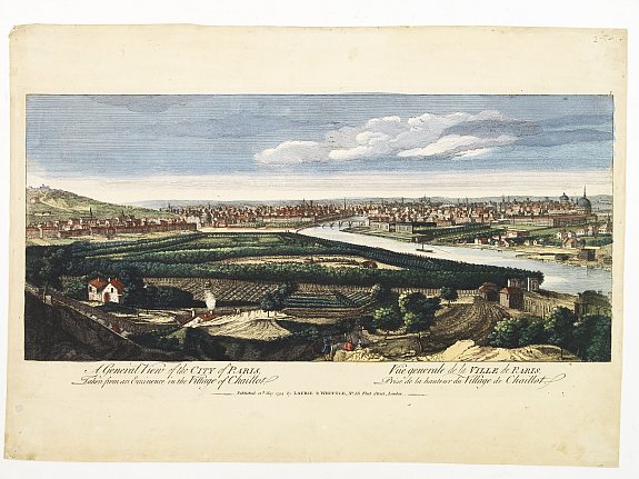LAURIE & WHITTLE., A General view of the city of Paris - Vüe generale de la ville de Paris., antique map, old maps