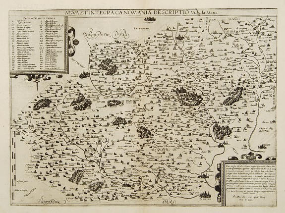 DE JODE, G., Nova et integra caenomaniae descriptio vulg. Le Mans., antique map, old maps