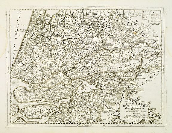 CORONELLI, V.M., Contado d'Ollanda Parte Meridionale Dedicato All' Illustrissimo. . ., antique map, old maps