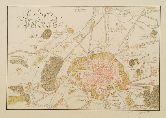 LAUGART, Chr., Die Gegend um Paris., antique map, old maps