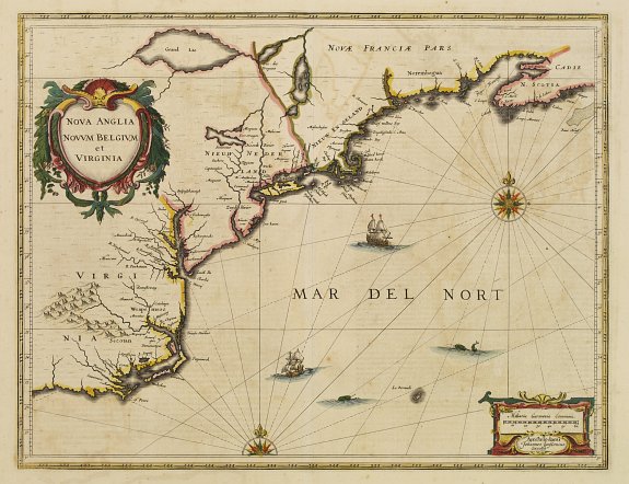 JANSSONIUS, J., Nova Anglia Novum Belgium et Virginia., antique map, old maps