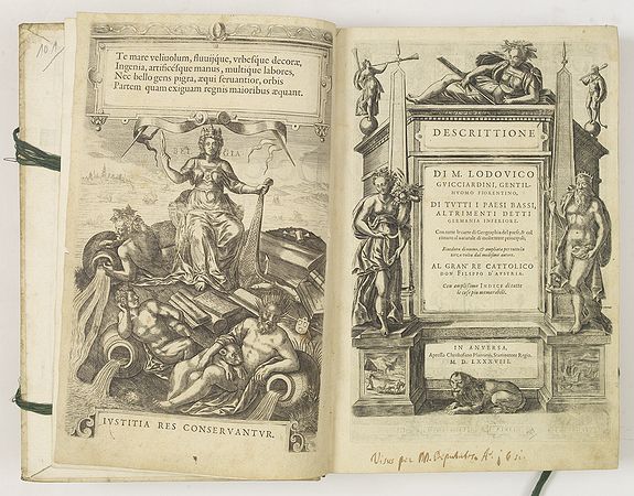 GUICCIARDINI, L., Descrittione di M. Lodovico Guicciardini, gentil- huomo fiorentino, di tutti Paesi Bassi . . ., antique map, old maps