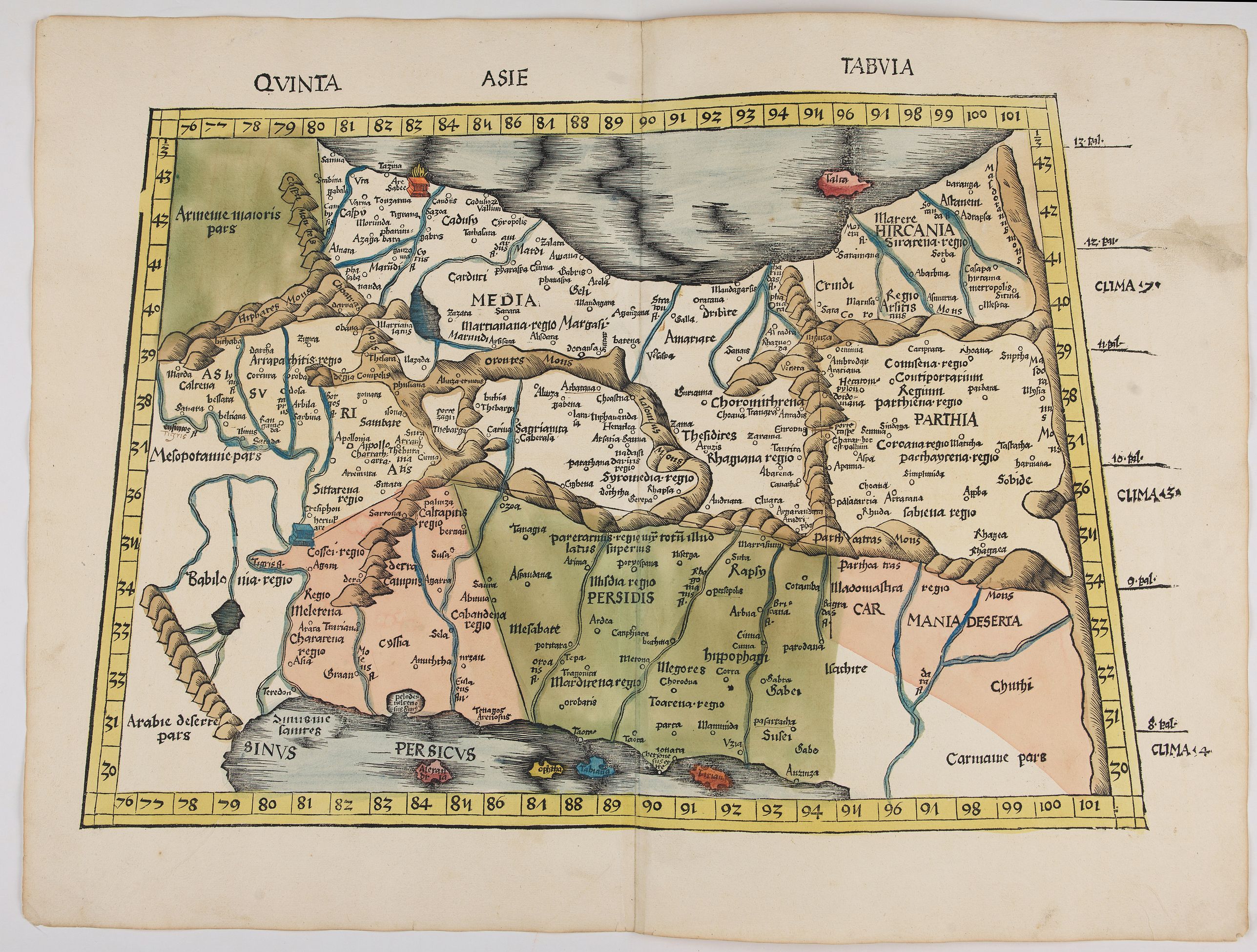 PTOLEMY, C. / WALDSEEMÜLLER, M., Quinta Asie Tabvla., antique map, old maps