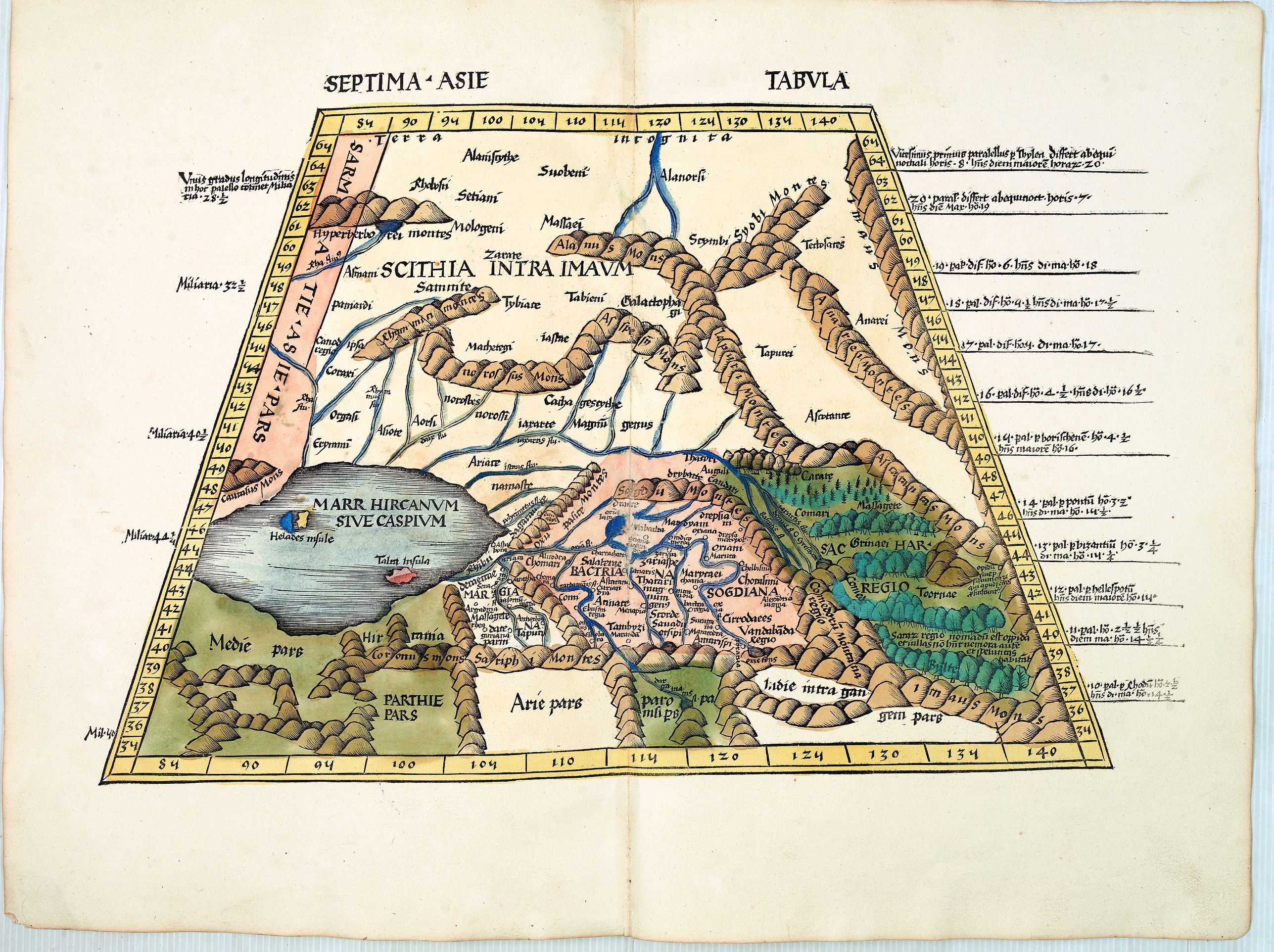 PTOLEMY, C. / WALDSEEMÜLLER, M., Septima Asie Tabvla., antique map, old maps