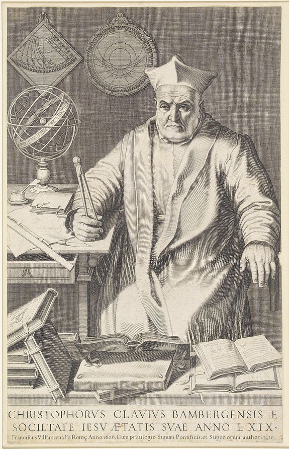 VILLAMENA, F., Christophorus Clavius Bambergensis e societate iesu aetatis suae anno LXIX., antique map, old maps