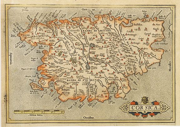 ORTELIUS, A., Corsica., antique map, old maps