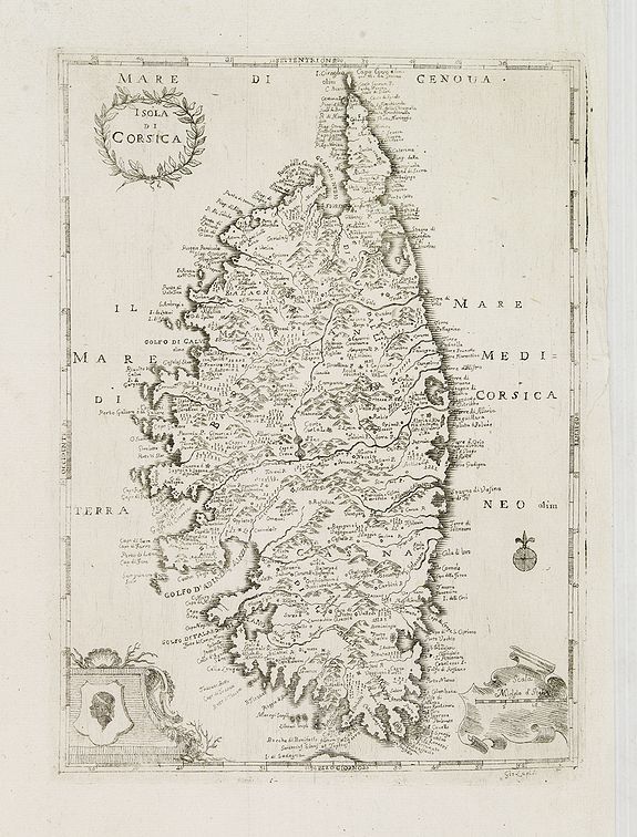 LAPIS, Giovanni., Isola di Corsica., antique map, old maps
