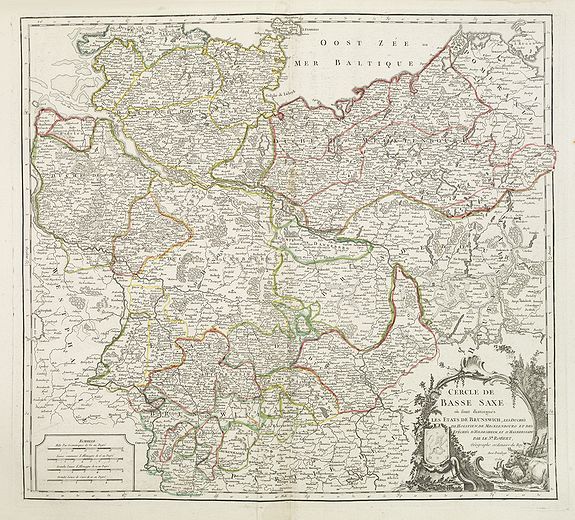ROBERT DE VAUGONDY, G., Cercle de Basse Saxe. . ., antique map, old maps
