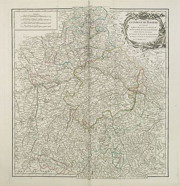 ROBERT DE VAUGONDY, G., Le cercle de Baviere . . ., antique map, old maps