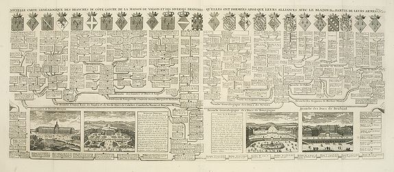 CHATELAIN, H., Nouvelle carte généalogique des branches du coté gauche de la maison de valois . . ., antique map, old maps