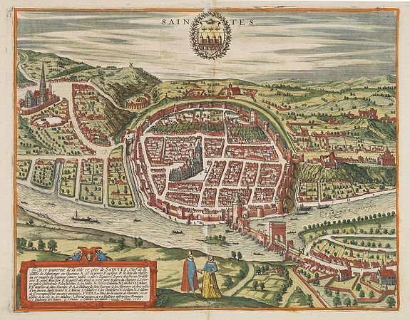 BRAUN, G. / HOGENBERG, F., Saintes., antique map, old maps