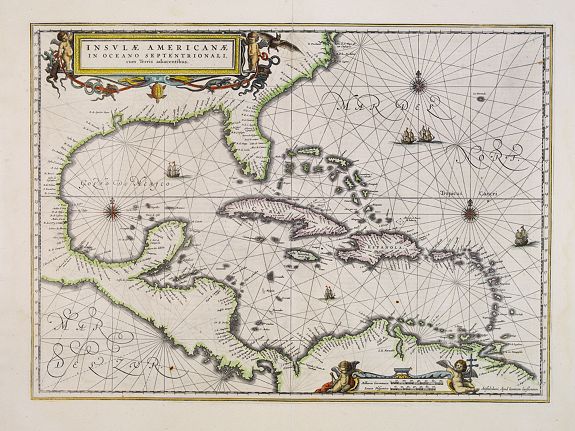 JANSSON, J., Insulae Americanae in oceano septentrionali., antique map, old maps
