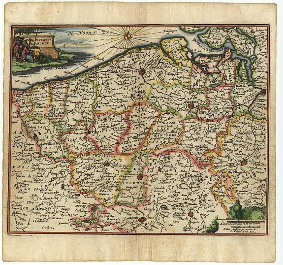 PEETERS,J., Comitatus Flandriae, antique map, old maps