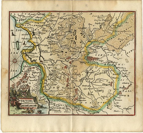 PEETERS,J., Over-Yssel, antique map, old maps
