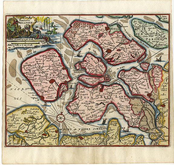 PEETERS,J., Comitatus Zelandiae, antique map, old maps