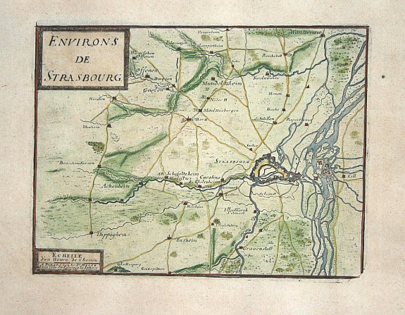 FER, N de, Environs de Strasbourg., antique map, old maps