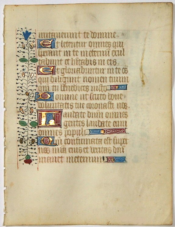 BOOK OF HOURS, Leaf on vellum from a manuscript Book of Hours., antique map, old maps
