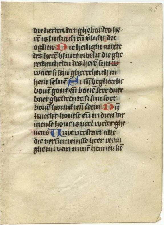 BOOK OF HOURS, Leaf on vellum from a Dutch manuscript Book of Hours., antique map, old maps