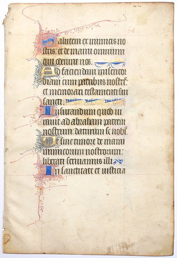 BOOK OF HOURS, Leaf on vellum from a manuscript Book of Hours., antique map, old maps