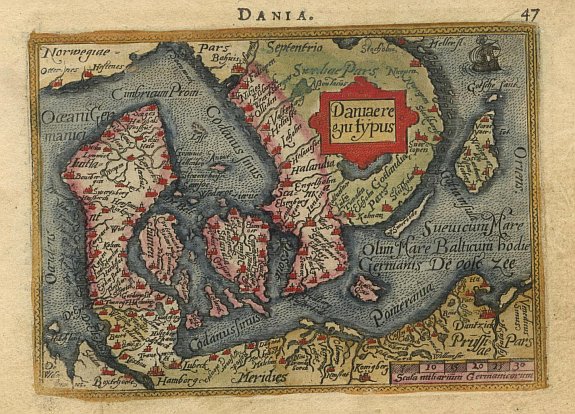 ORTELIUS,A., Daniae regni Typus, antique map, old maps