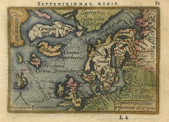 ORTELIUS,A., Septentrionalium regionum descriptio, antique map, old maps