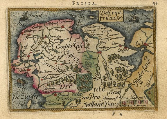 ORTELIUS,A., Descript. Frisiae, antique map, old maps