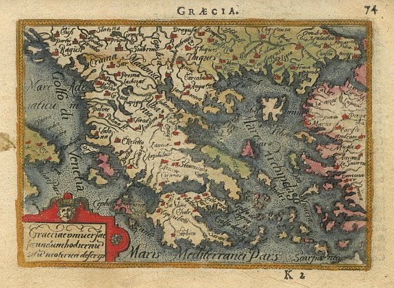 ORTELIUS,A., Graecia., antique map, old maps