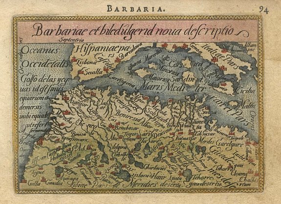 ORTELIUS,A., Barbariae et biledulgerid nova descriptio, antique map, old maps