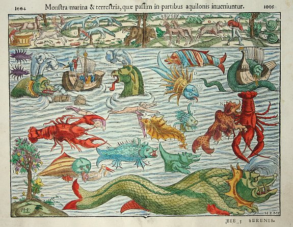 MUNSTER,S., Monstra marina.., antique map, old maps