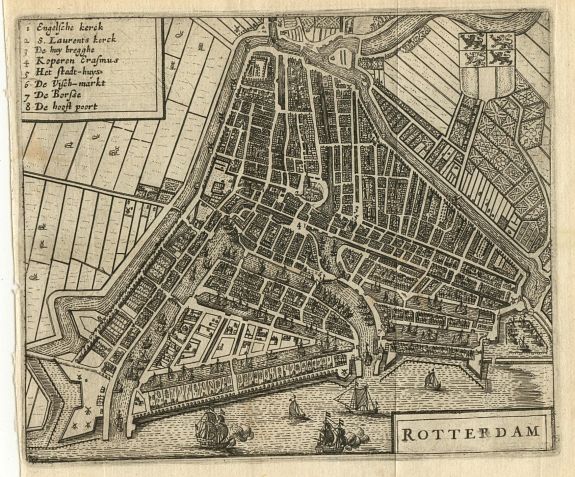 GUICCIARDINI, Rotterdam, antique map, old maps