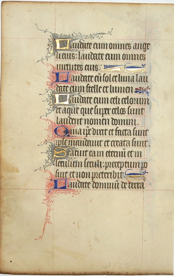 BOOK OF HOURS, Leaf on vellum from a manuscript Book of Hours., antique map, old maps