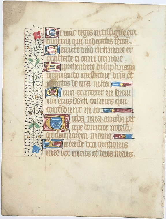 BOOK OF HOURS, Leaf on vellum from a manuscript Book of Hours., antique map, old maps