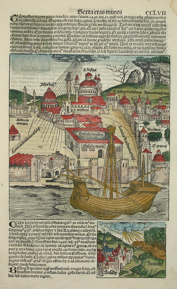SCHEDEL,H., Constantinopel., antique map, old maps