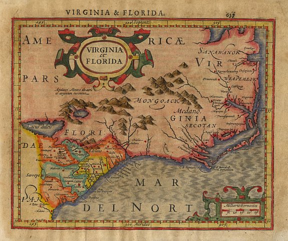 MERCATOR,G./ HONDIUS,J., Virginia et Florida, antique map, old maps