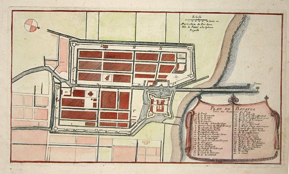 FER, N de, Plan de Batavia., antique map, old maps