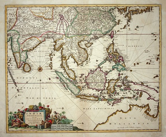 VISSCHER,N., Indiae Orientalis nec non Insularum Adiacentium Nova Descriptio., antique map, old maps