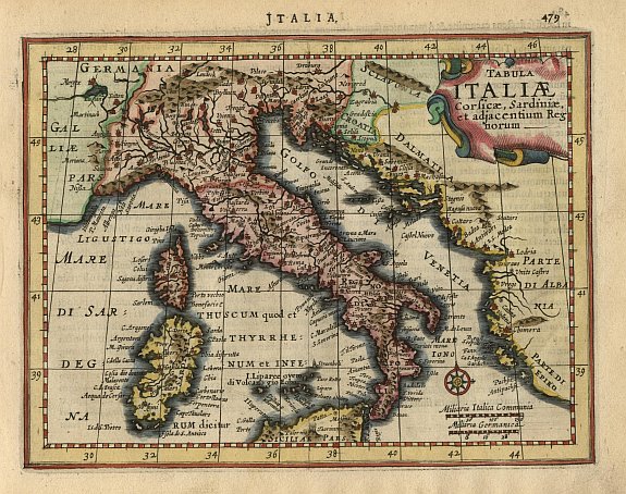 MERCATOR,G./ HONDIUS,J., Tabula Italiae Corsicae, Sardiniae, et adjacentium Regnorum, antique map, old maps