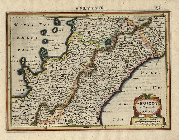 MERCATOR,G./ HONDIUS,J., Abruzzo et Terra di Lavoro., antique map, old maps