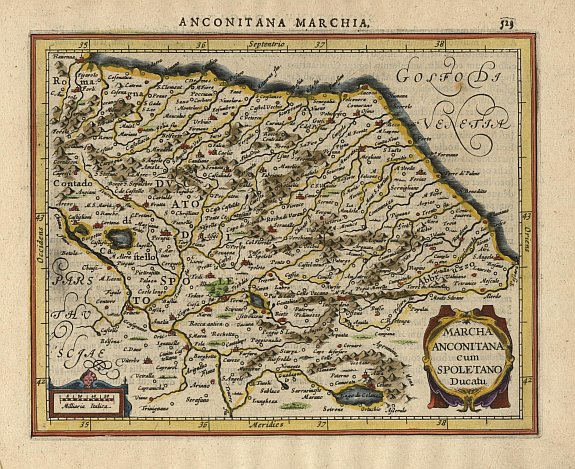 MERCATOR,G./ HONDIUS,J., Marcha anconitana.., antique map, old maps