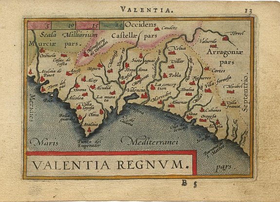 ORTELIUS,A., Valentia regnum., antique map, old maps