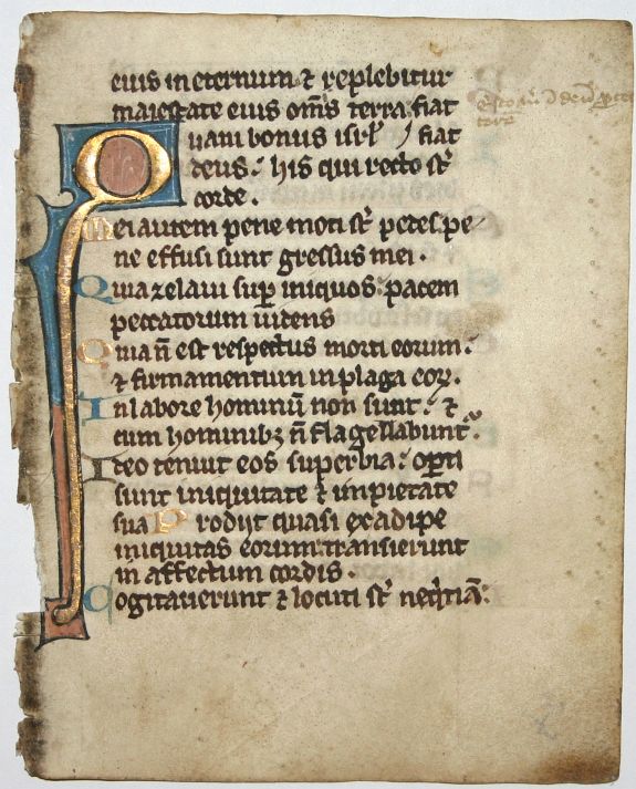 BREVIARY., Leaf on vellum from a manuscript Breviary., antique map, old maps