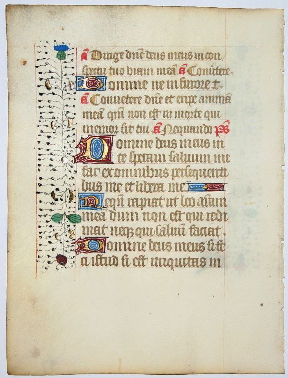 BOOK OF HOURS, Leaf on vellum from a manuscript Book of Hours., antique map, old maps