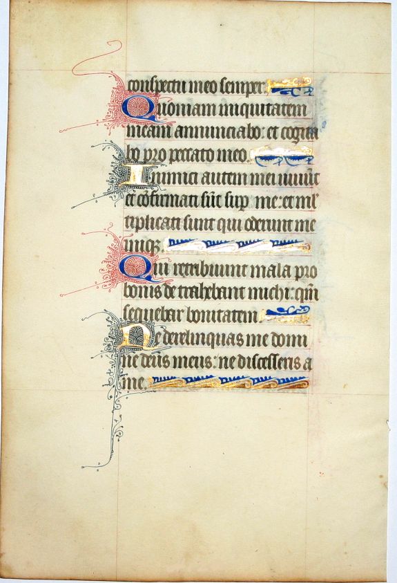 BOOK OF HOURS, Leaf on vellum from a manuscript Book of Hours., antique map, old maps