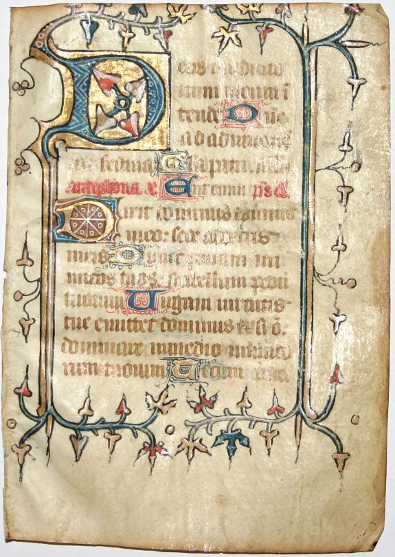 BOOK OF HOURS, Leaf on vellum from a manuscript Book of Hours., antique map, old maps