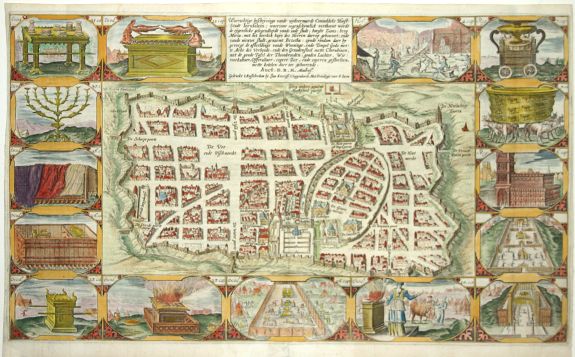 PLANCIUS P., Waerachtige beschryvinge van de..Stadt Jerusalem., antique map, old maps