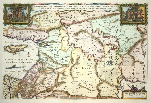 VISSCHER,N., De gelegentheyt van 't paradys.., antique map, old maps