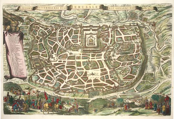 VISSCHER,N., De Heylige en Wytvermaerde Stadt Ierusalem, antique map, old maps