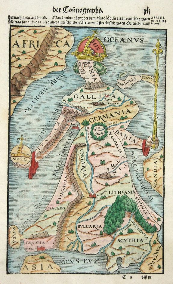 MÜNSTER,S., Europa Regina, antique map, old maps