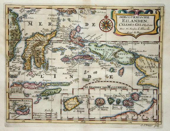 SANSON,N., De Molukkische Eilanden, Celebes, Gilolo., antique map, old maps